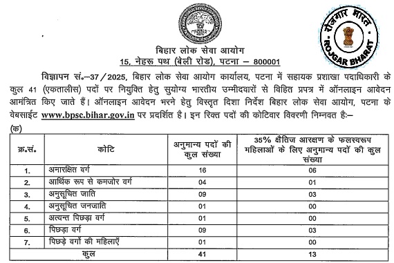 BPSC Assistant Section Officer (ASO) Recruitment 2025